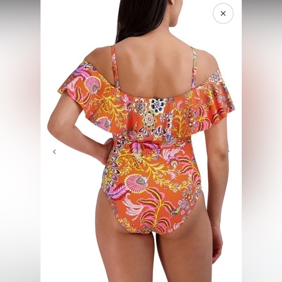 BCBG— Max Azria Floral Print Off-the-Shoulder Mio One Piece Swimsuit - Picture 6 of 6